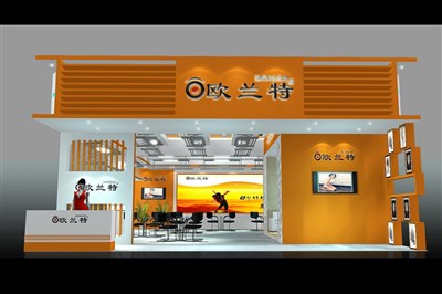 108平米展臺設(shè)計制作：二面開口/現(xiàn)代/木質(zhì)結(jié)構(gòu)/橙色，為建材展展商而作（免費使用）