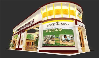 200平米展臺設(shè)計制作：三面開口/現(xiàn)代/木質(zhì)結(jié)構(gòu)/咖啡色，為建材展展商而作（免費使用）