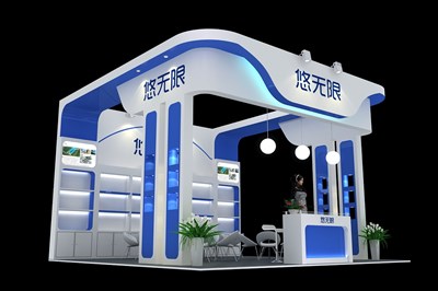 36平米展臺(tái)設(shè)計(jì)制作：三面開(kāi)口/現(xiàn)代/木質(zhì)結(jié)構(gòu)/白色，為食品展展商而作（免費(fèi)使用）