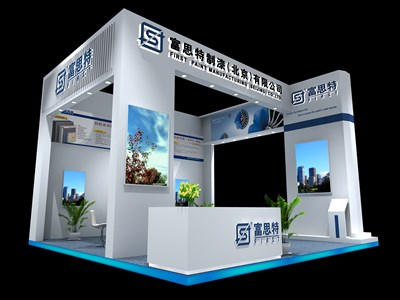 36平米展臺設(shè)計制作：三面開口/現(xiàn)代/木質(zhì)結(jié)構(gòu)/白色，為建材展展商而作（免費(fèi)使用）