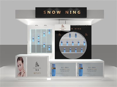 10.5平米展臺設(shè)計制作：三面開口/現(xiàn)代/木質(zhì)結(jié)構(gòu)/黑色，為日用品展展商而作（免費使用）