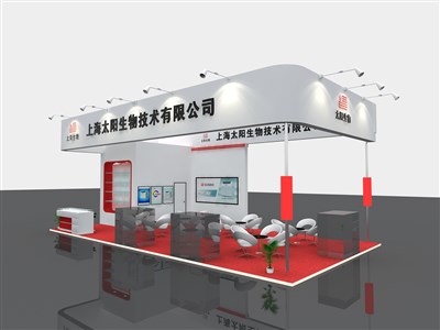 72平米展臺(tái)設(shè)計(jì)制作：四面開(kāi)口/現(xiàn)代/木質(zhì)結(jié)構(gòu)/紅色，為能源展展商而作（免費(fèi)使用）