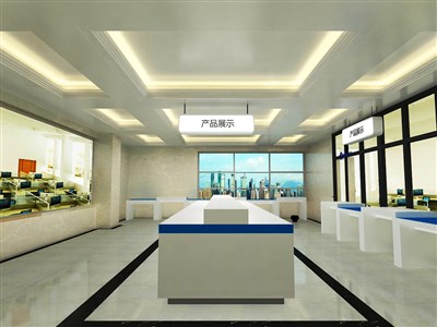 100平米展廳設(shè)計(jì)制作：現(xiàn)代/白色，產(chǎn)品類展廳-青島牧野（免費(fèi)使用）