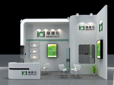 24平米展臺設計制作：二面開口/現代/木質結構/白色，為美博會展商而作（免費使用）